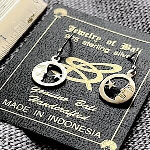 Vintage-New Handcrafted 925 Sterling Silver Moon&Star Earrings - Jewelry of Bali